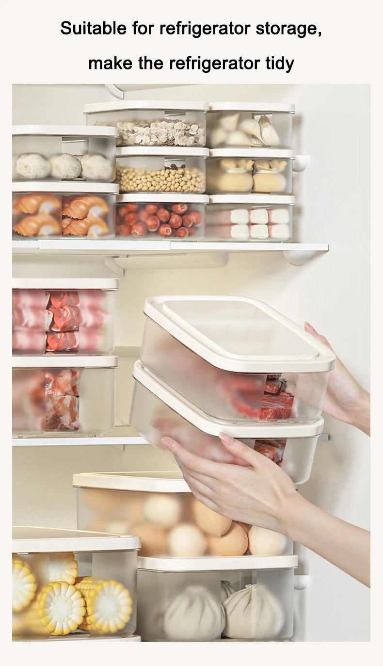 Kitchen fridge organizer, crisper meal prep bento salad storage box