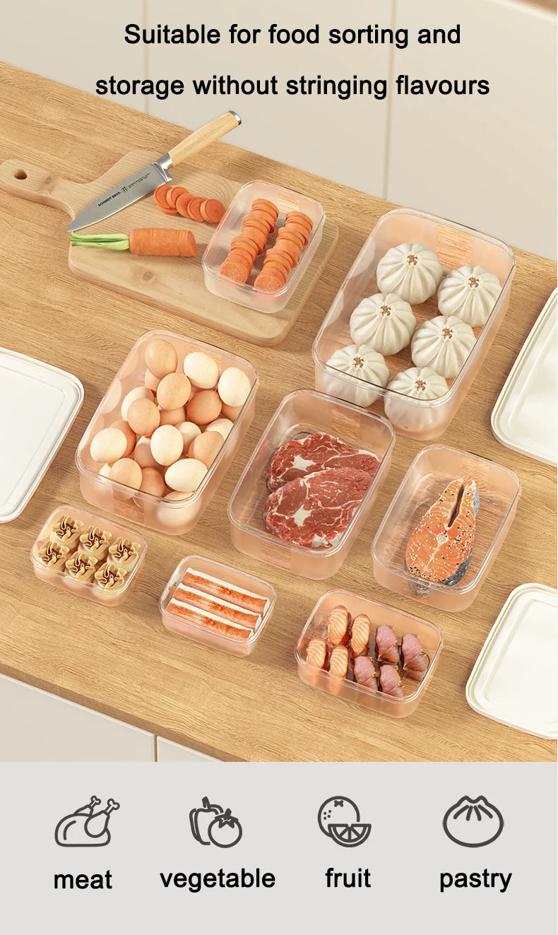 Kitchen fridge organizer, crisper meal prep bento salad storage box